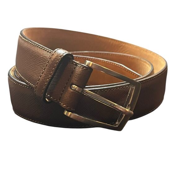 Saks Fifth Avenue Men's Size 38 Leather Belt - Made in Italy with Silver Buckle - Picture 1 of 9